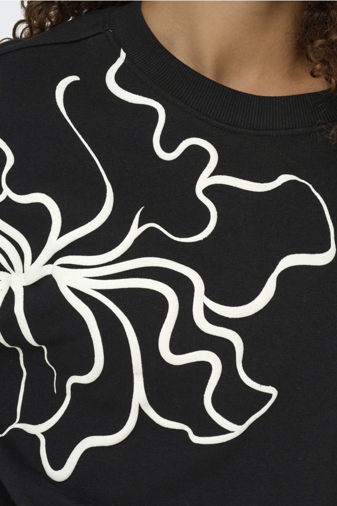 ONLODESSA L/S O-NECK BOX UB SWT 15353259 BLACK/W. BLURY FLOWER